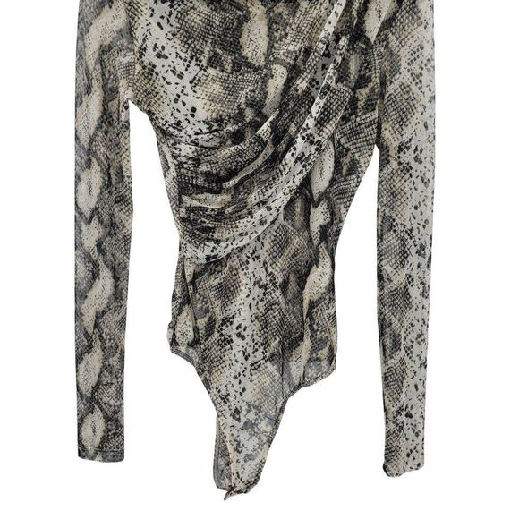 JLuxlabel Snake Long Sleeve Wrap Bodysuit Leggings Set Sz M Sheer Sexy Chic - Picture 9 of 16